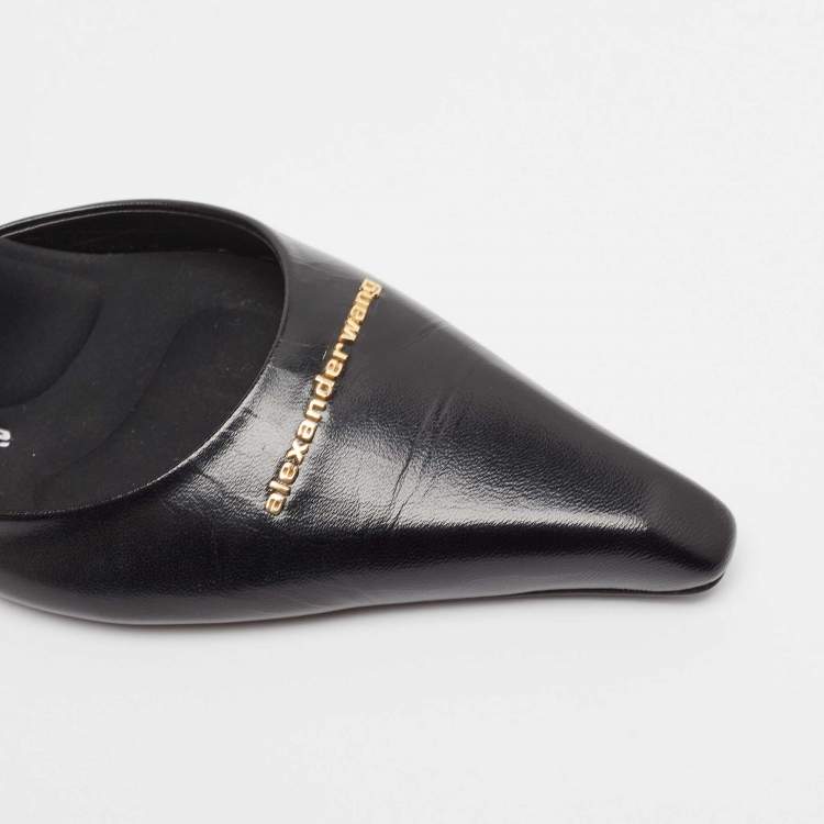 Pre Owned Alexander Wang Black Leather Viola D'orsay Pumps Size 38.5