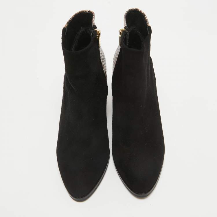 Pre Owned Alexander Wang Black Snakeskin Embossed and Suede Ankle Length Boots Size 39
