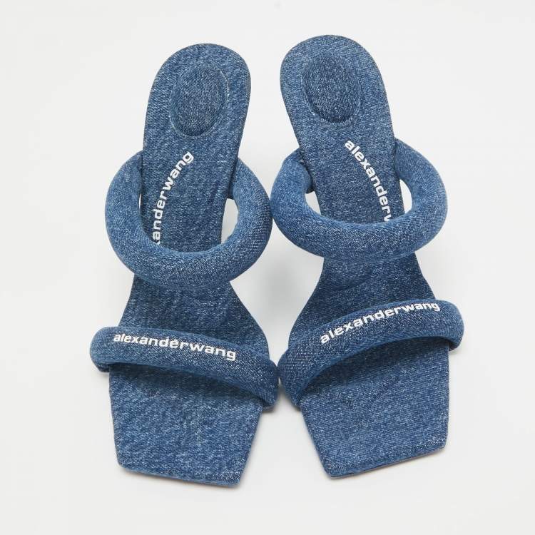 Pre Owned Alexander Wang Blue Denim Julie Slide Sandals Size 39