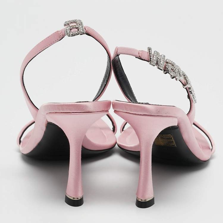 Pre Owned Alexander Wang Pink Satin Ivy Slingback Sandals Size 39