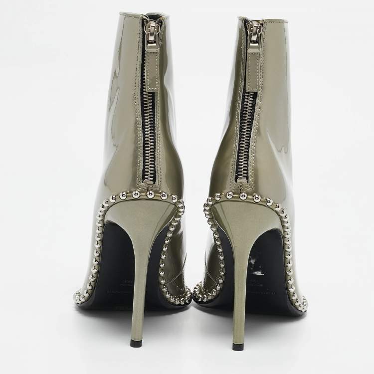 Pre Owned Alexander Wang Black Canvas Pointed Toe Ankle Boots Size 39