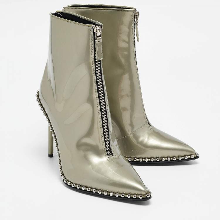 Pre Owned Alexander Wang Black Canvas Pointed Toe Ankle Boots Size 39