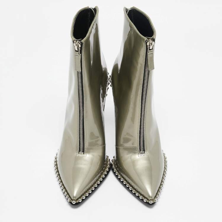 Pre Owned Alexander Wang Black Canvas Pointed Toe Ankle Boots Size 39