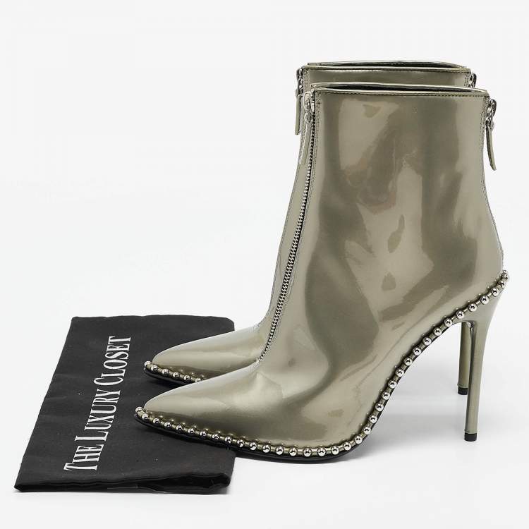 Pre Owned Alexander Wang Black Canvas Pointed Toe Ankle Boots Size 39