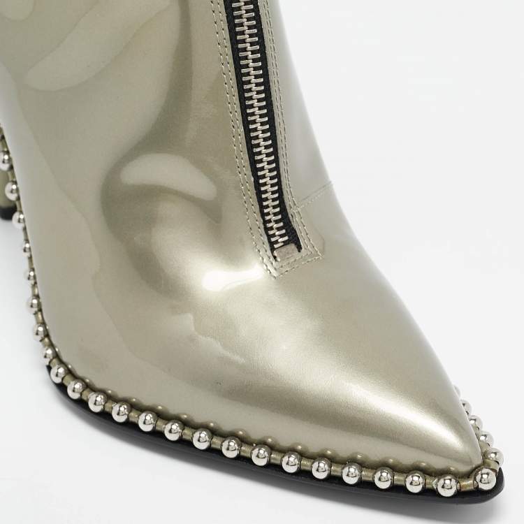 Pre Owned Alexander Wang Black Canvas Pointed Toe Ankle Boots Size 39