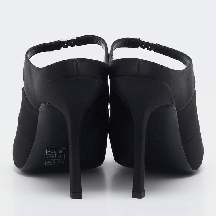 Pre Owned Alexander Wang Black Satin Lolita Heel Mules Size 40