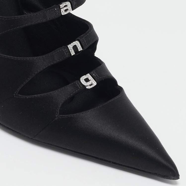 Pre Owned Alexander Wang Black Satin Lolita Heel Mules Size 40