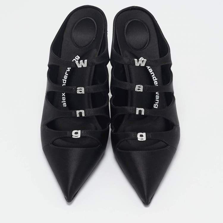 Pre Owned Alexander Wang Black Satin Lolita Heel Mules Size 40