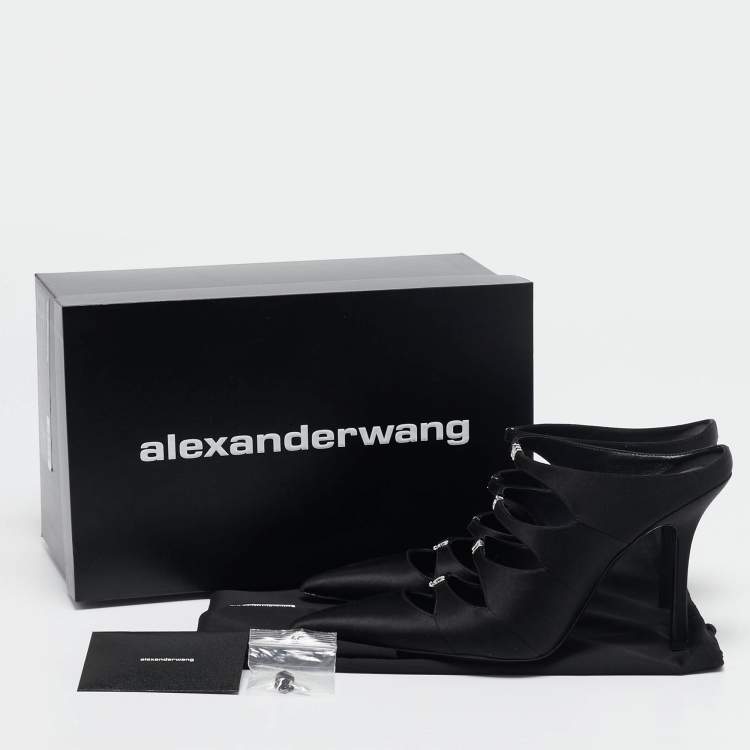 Pre Owned Alexander Wang Black Satin Lolita Heel Mules Size 40