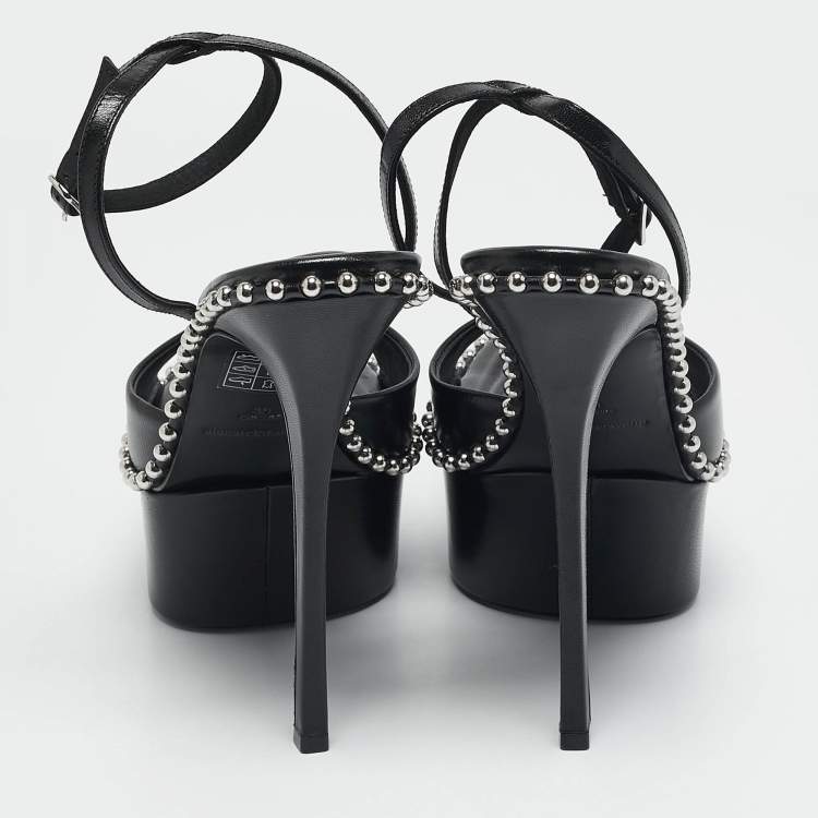 Pre Owned Alexander Wang Black Leather Nova Platform Sandals Size 40