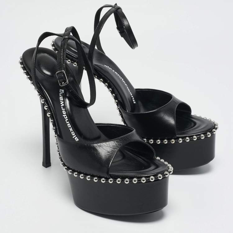 Pre Owned Alexander Wang Black Leather Nova Platform Sandals Size 40