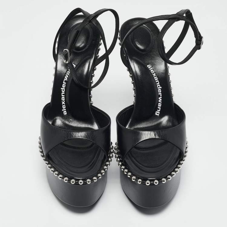 Pre Owned Alexander Wang Black Leather Nova Platform Sandals Size 40