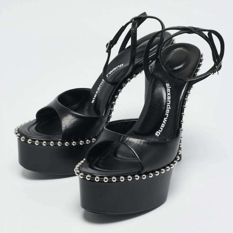 Pre Owned Alexander Wang Black Leather Nova Platform Sandals Size 40