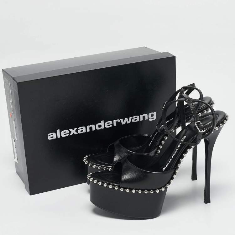 Pre Owned Alexander Wang Black Leather Nova Platform Sandals Size 40