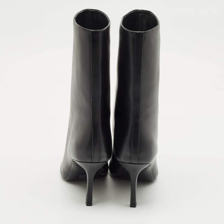 Pre Owned Alexander Wang Black Leather Delphine Pointed Toe Mid Calf Boots Size 39