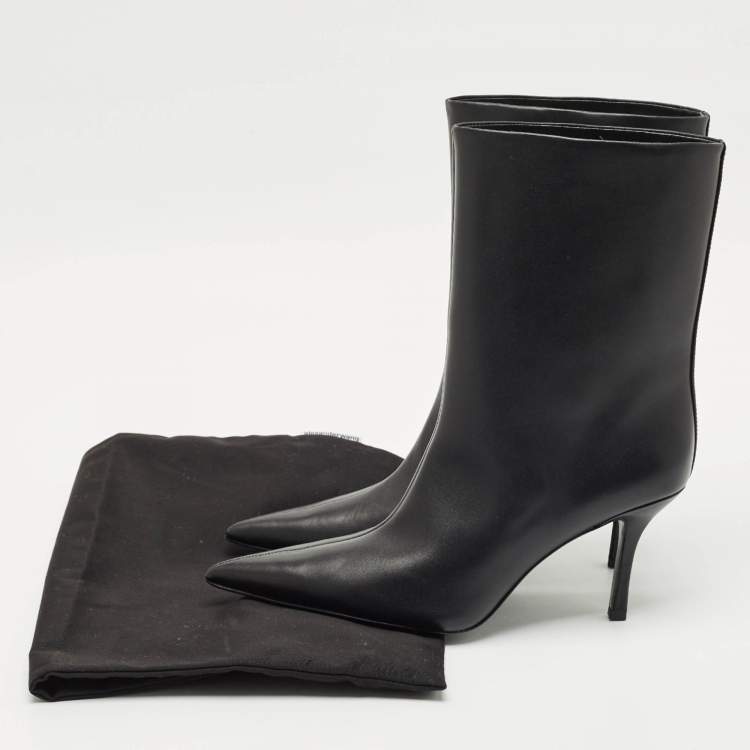 Pre Owned Alexander Wang Black Leather Delphine Pointed Toe Mid Calf Boots Size 39