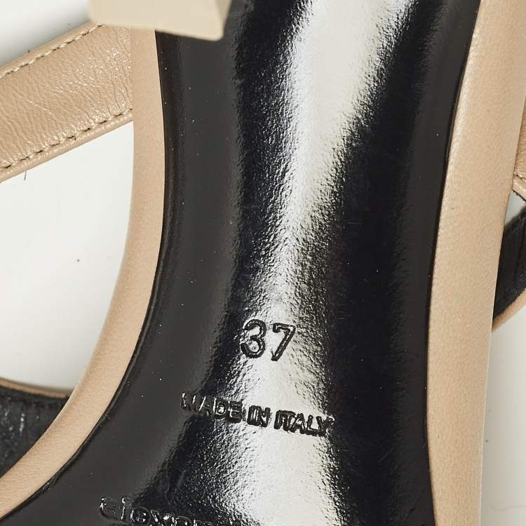 Pre Owned Alexander Wang ivy 65 Size 37 Beige Leather Thong Sandals