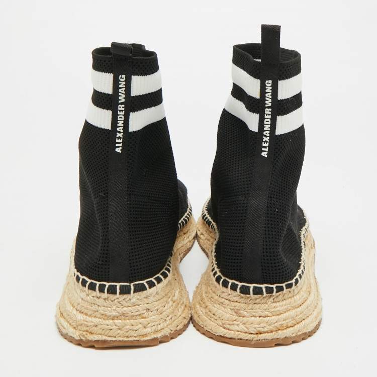 Pre Owned Alexander Wang Dylan Size 40 Black Knit Fabric sock Espadrille High Top Sneakers