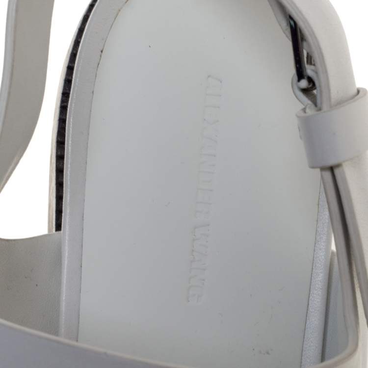 Pre Owned Alexander Wang White Leather Slingback Flat Sandals Size 38