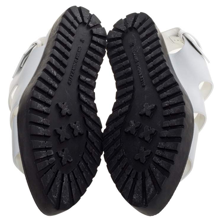 Pre Owned Alexander Wang White Leather Slingback Flat Sandals Size 38