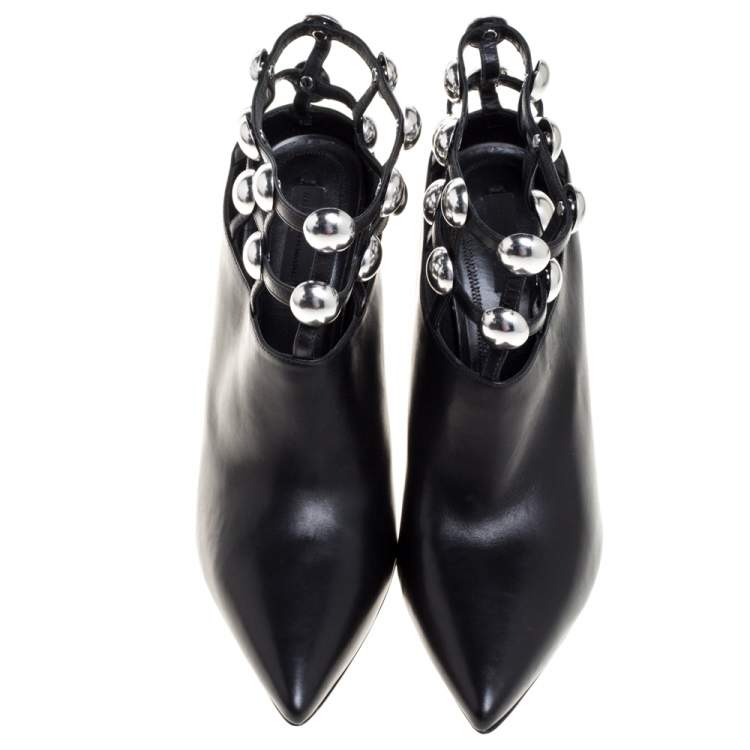 Pre Owned Alexander Wang Black Leather Tina Ankle Booties Size 41