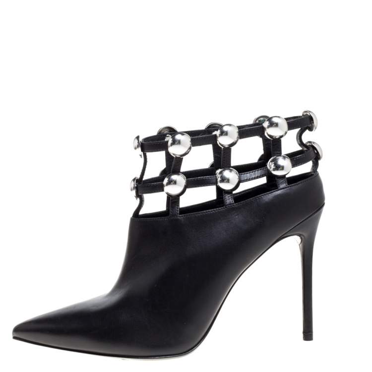 Pre Owned Alexander Wang Black Leather Tina Ankle Booties Size 41