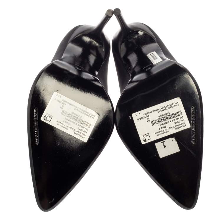 Pre Owned Alexander Wang Black Nylon Eri Diamante Mules Size 38
