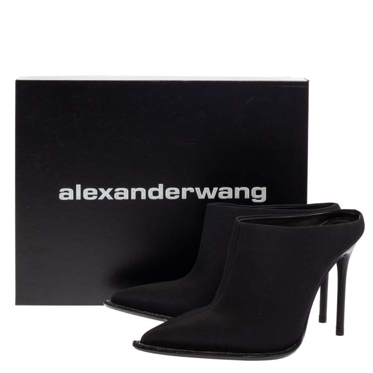 Pre Owned Alexander Wang Black Nylon Eri Diamante Mules Size 38