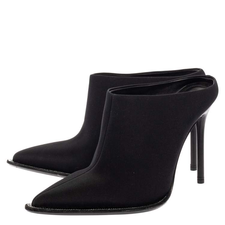 Pre Owned Alexander Wang Black Nylon Eri Diamante Mules Size 38