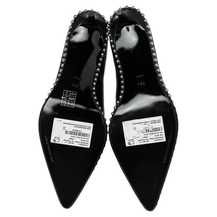 Pre Owned Alexander Wang Black leather Studded Ankle Boots Size 39.5