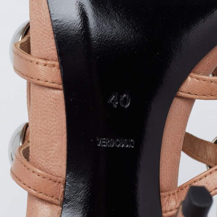 Pre Owned Alexander Wang Beige Studded Leather Sadie Slingback Sandals Size 40