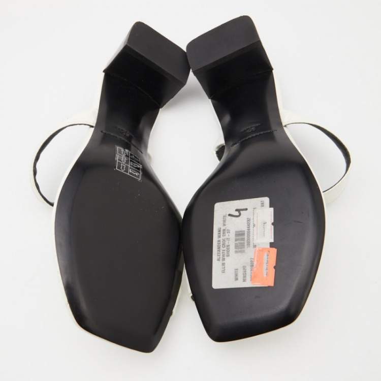 Pre Owned Alexander Wang White Croc Embossed Leather Ellis Sandals Size 37