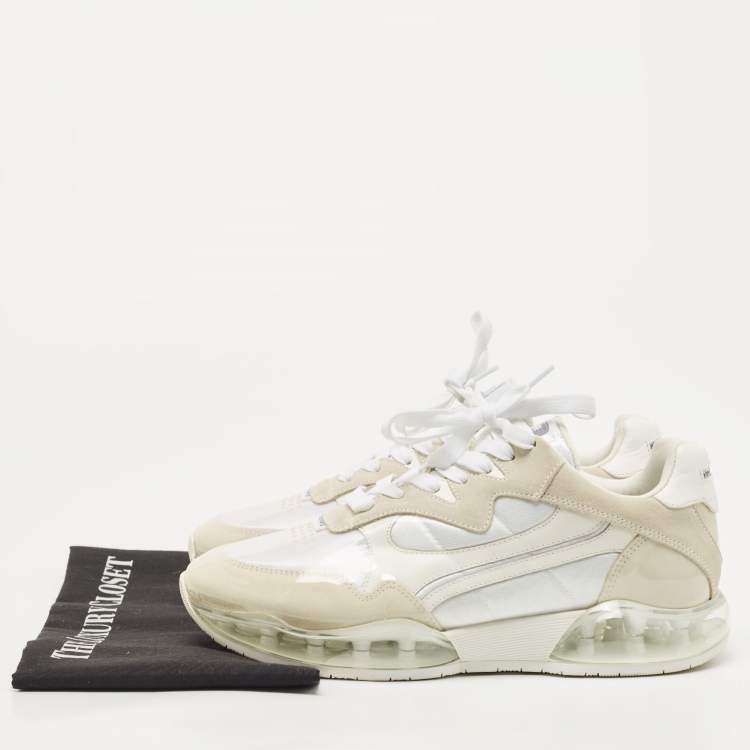 Pre Owned Alexander Wang Grey/White Leather and Suede Stadium Sneakers Size 40