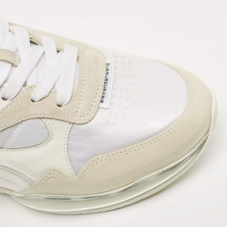 Pre Owned Alexander Wang Grey/White Leather and Suede Stadium Sneakers Size 40