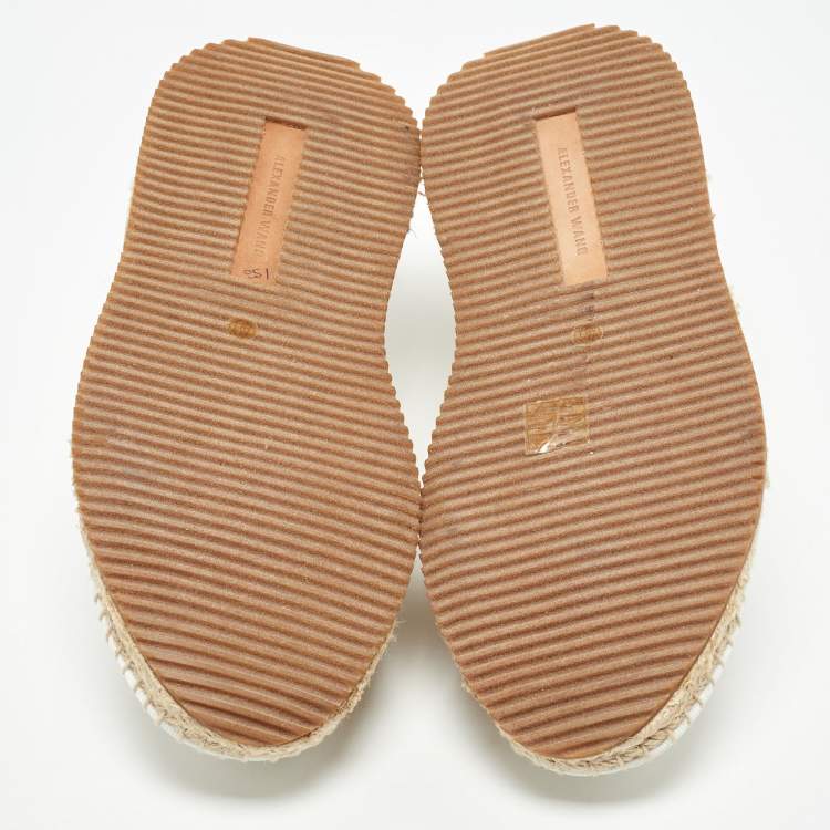 Pre Owned Alexander Wang Off White Knit Fabric Dylan Espadrille Flats Size 40