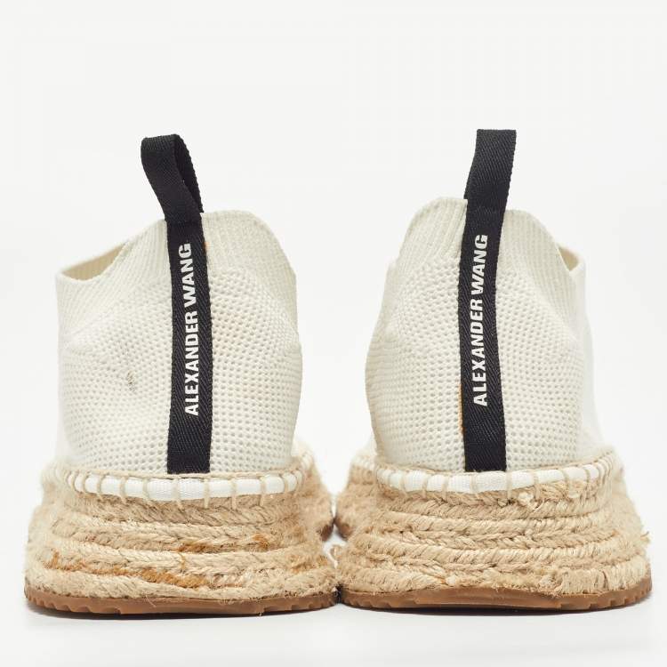 Pre Owned Alexander Wang Off White Knit Fabric Dylan Espadrille Flats Size 40
