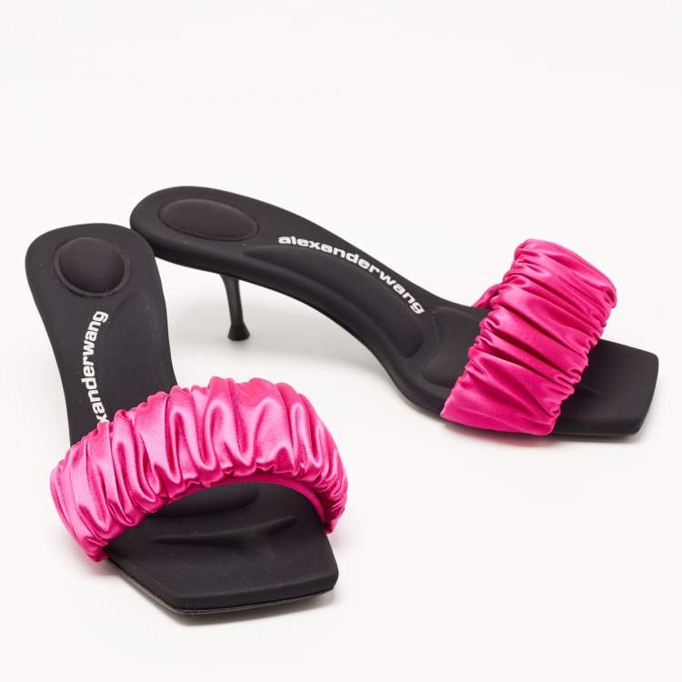 Pre Owned Alexander Wang Pink Satin Slides Size 37  