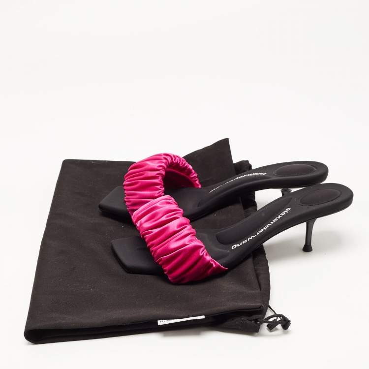 Pre Owned Alexander Wang Pink Satin Slides Size 37  