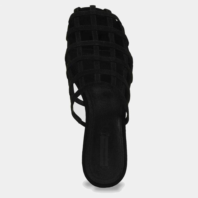 Pre Owned Alexander Wang Black Suede Flat Mules Size 36.5