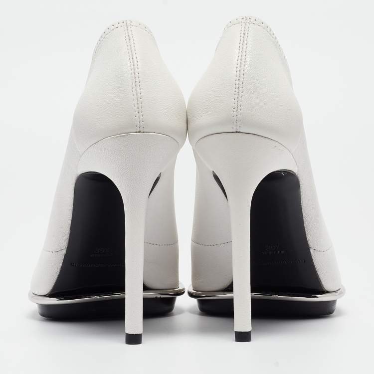 Pre Owned Alexander Wang White Leather Cara Booties Size 39.5
