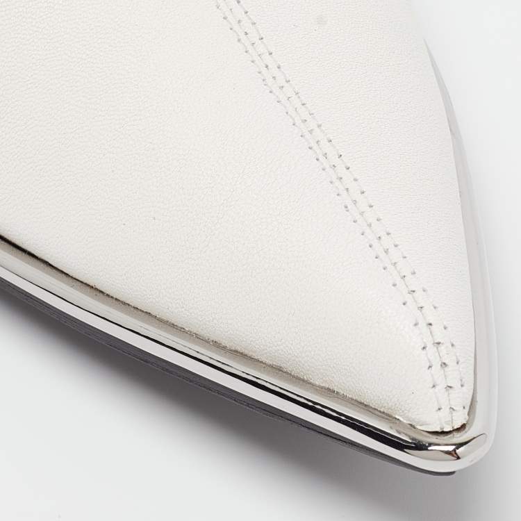 Pre Owned Alexander Wang White Leather Cara Booties Size 39.5
