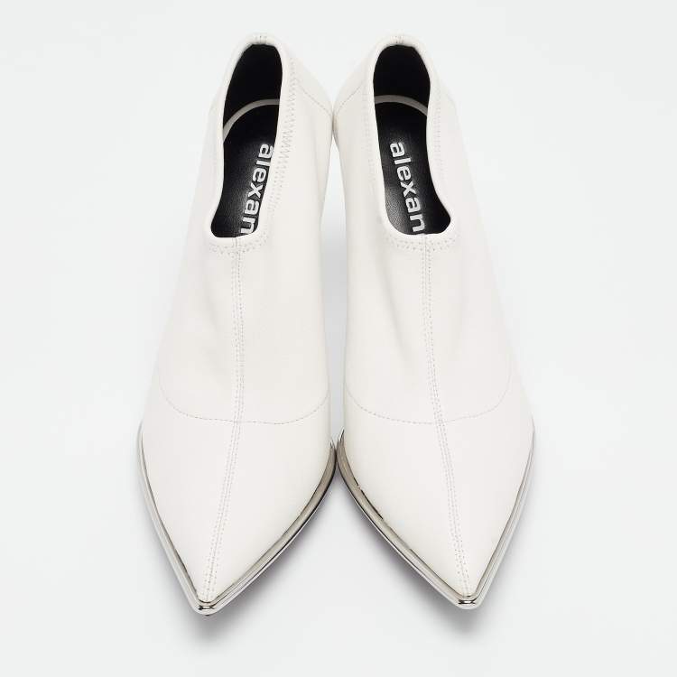 Pre Owned Alexander Wang White Leather Cara Booties Size 39.5