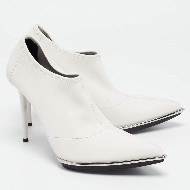 Pre Owned Alexander Wang White Leather Cara Booties Size 39.5