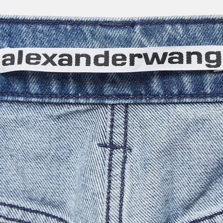 Pre Owned Alexander Wang Blue Denim Wide-Leg Jeans S Waist 25"