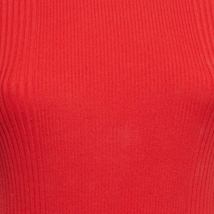 Pre Owned Alexander Wang Red Rib Knit Studded Bodycon Dress M