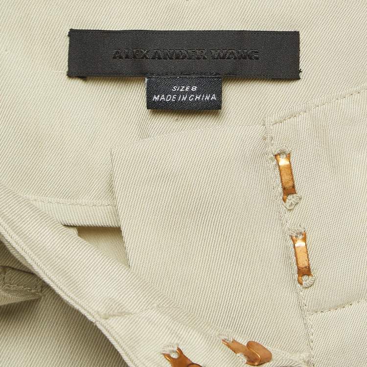 Pre Owned Alexander Wang Beige Gabardine Buckle Detail Trousers M