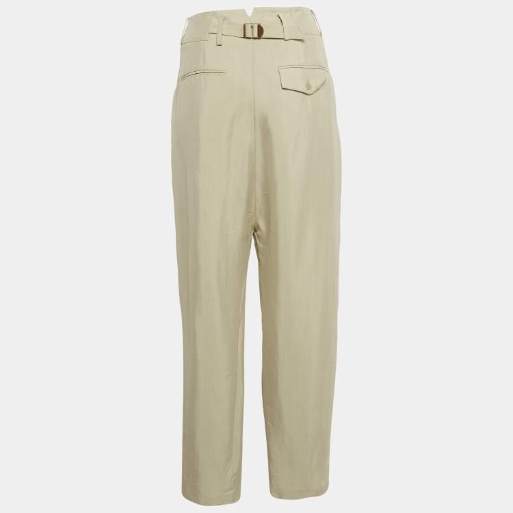 Pre Owned Alexander Wang Beige Gabardine Buckle Detail Trousers M