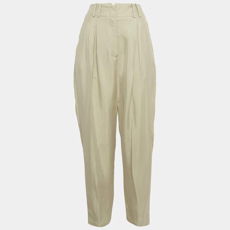 Pre Owned Alexander Wang Beige Gabardine Buckle Detail Trousers M