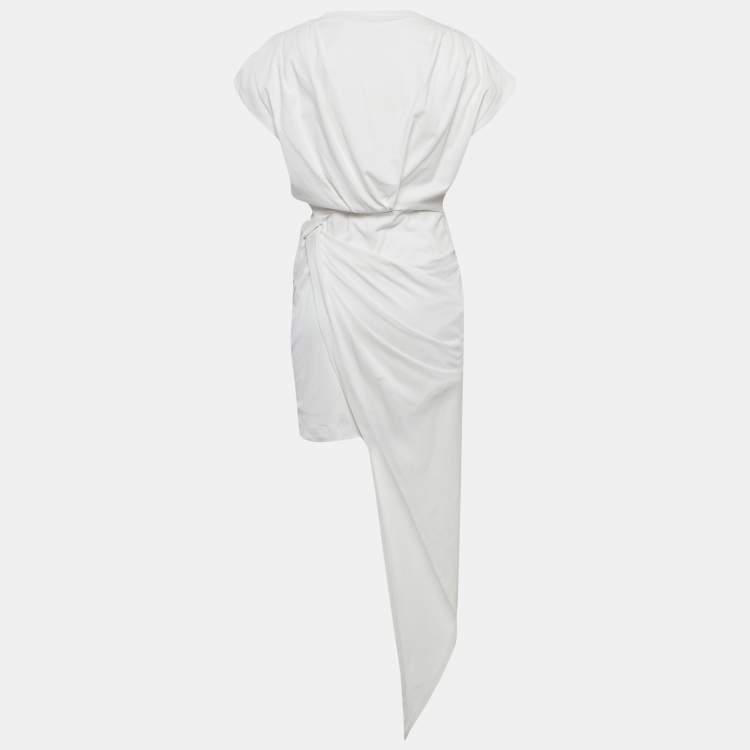 Pre Owned Alexander Wang White Jersey Draped Asymmetric Mini Dress S