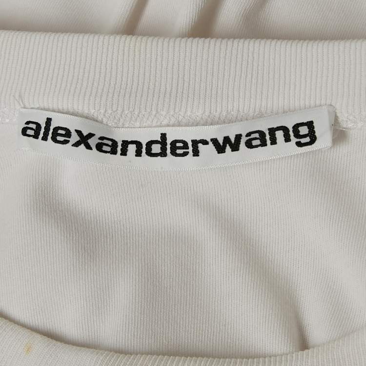 Pre Owned Alexander Wang White Jersey Draped Asymmetric Mini Dress S